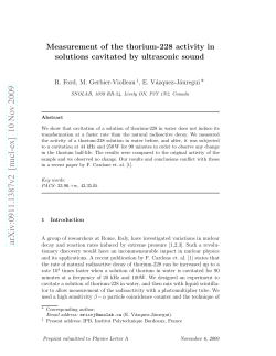 Measurement of the thorium-228 activity in solutions cavitated by