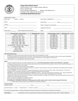 Fergus-Elora District Soccer OUTDOOR REGISTRATION 2017