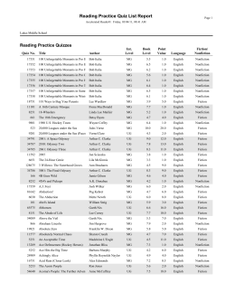 Reading Practice Quiz List Report