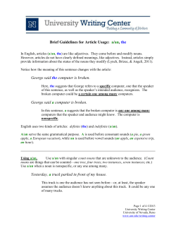 Brief Guidelines for Article Usage