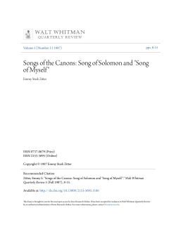 Songs of the Canons: Song of Solomon and "Song of Myself"