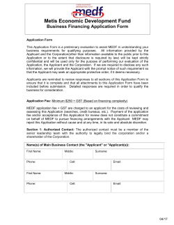 Financing Application - Metis Economic Development Fund