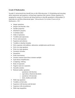 Grade 8 Mathematics - Milton Public Schools
