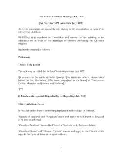 The Indian Christian Marriage Act, 1872