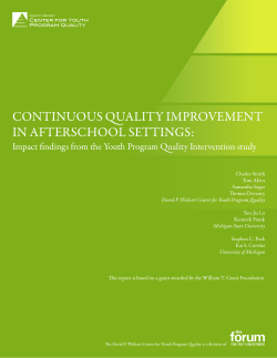Continuous quality improvement in afterschool settings: Impact