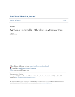 Nicholas Trammell`s Difficulties in Mexican Texas