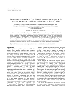 Batch culture fermentation of Penicillium chrysogenum and a report