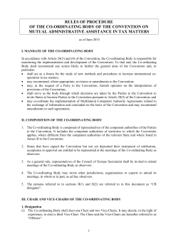 rules of procedure of the co-ordinating body of the