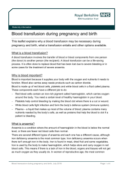 Maternity - Blood transfusion during pregnancy and birth