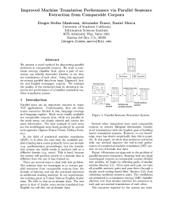 Improved Machine Translation Performance via Parallel Sentence