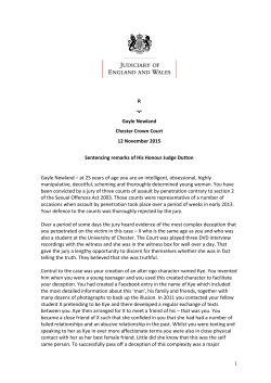 R v Newland sentencing remarks - Courts and Tribunals Judiciary