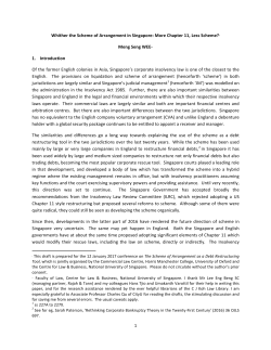 1 Whither the Scheme of Arrangement in Singapore