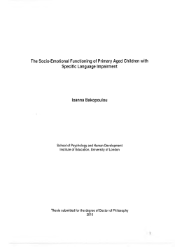 The Socio-Emotional Functioning of Primary Aged Children with