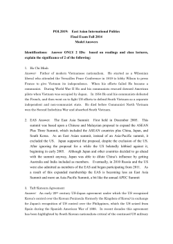 POL2019: East Asian International Politics Final Exam Fall