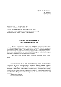 GENERIC MIX IN CHAUCER`S THE CANTERBURY TALES