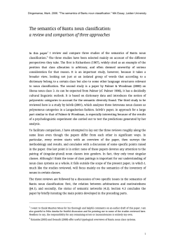 The semantics of Bantu noun classification: a review