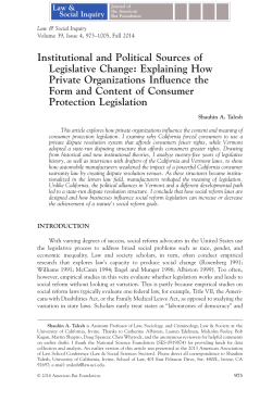 Institutional and Political Sources of Legislative Change