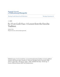 Ex 33 on God`s Face: A Lesson from the Enochic Tradition