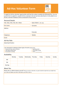 Ad-Hoc Volunteer Form