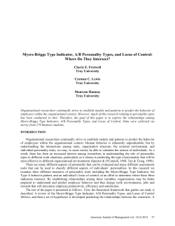 Myers-Briggs Type Indicator, A/B Personality Types, and Locus of