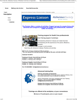 Flashback-Flashforward, Alzheimers Society Of