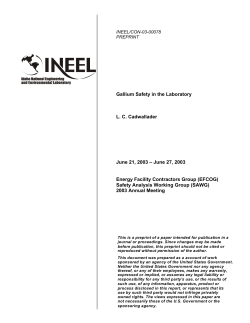 Gallium Safety in the Laboratory INEEL/CON-03-00078