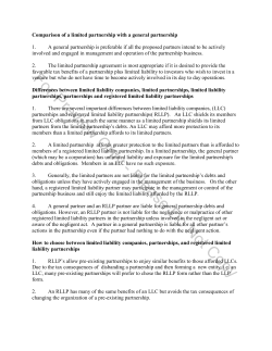 Comparison of a limited partnership with a general partnership