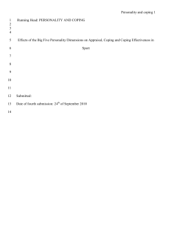 Personality, Coping and Coping Effectiveness in Sport