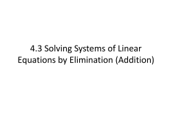 5.3 Solving Systems of Linear Equations by the