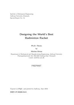 Designing the World`s Best Badminton Racket