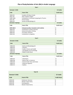 Plan of StudyBachelor of Arts (BA) in Arabic Language