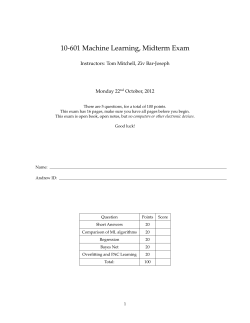 10-601 Machine Learning, Midterm Exam