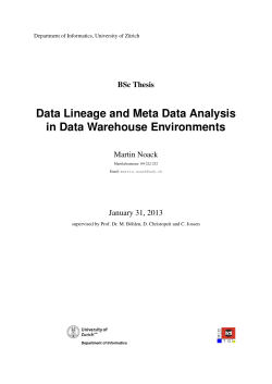 Data Lineage and Meta Data Analysis in Data Warehouse