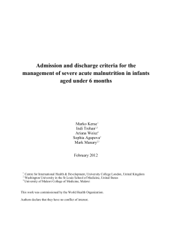 Admission and Discharge criteria for the management of severe