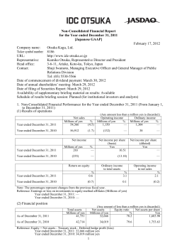 Non-Consolidated Financial Report for the Year ended December