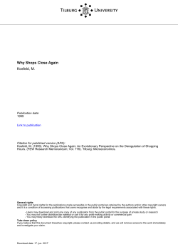 Tilburg University Why Shops Close Again Kosfeld