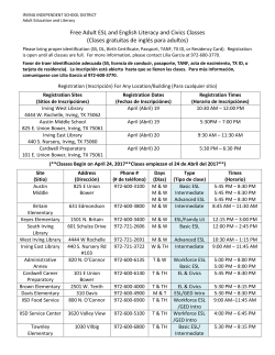 Free Adult ESL and English Literacy and Civics Classes (Clases