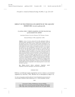 Impact of Polyphenols on Growth of the Aquatic Herbivore Acentria