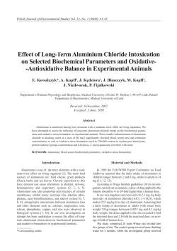 Effect of Long-Term Aluminium Chloride Intoxication on Selected
