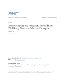 Entrepreneurship as a Process of Self-Fulfillment: Well