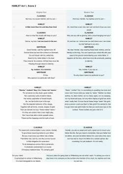 HAMLET Act 1, Scene 2 - Liceo Franchetti Mestre