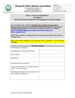 checklist b animal subjects