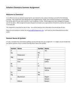Scholars Chemistry Summer Assignment