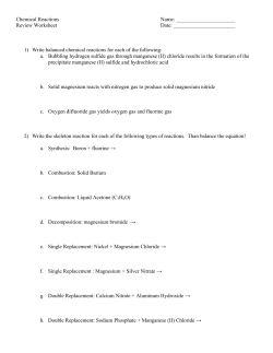 Review: Unit 7 Chemical Reactions