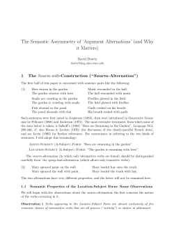 The Semantic Assymmetry of `Argument Alternations` (and Why it
