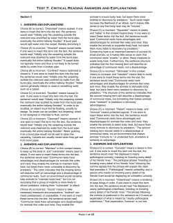 Test 7: Critical Reading Answers and Explanations