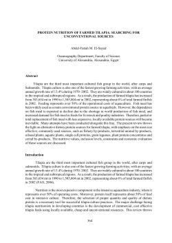 Protein Nutrition of Farmed Tilapia - College of Agriculture and Life