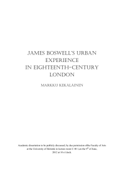 James Boswell`s Urban Experience in Eighteenth-Century