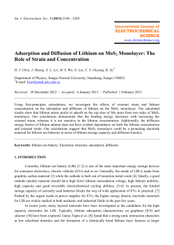 Adsorption and Diffusion of Lithium on MoS 2 Monolayer: The Role