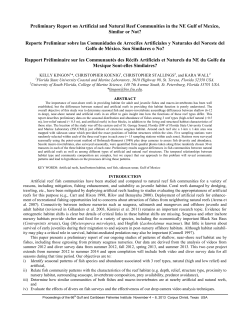 Preliminary Report on Artificial and Natural Reef Communities in the